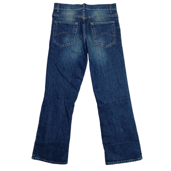 H&M Divided Jeans Mens 30x32 Boot Cut Button Fly Mid Rise Faded Whiskers Indigo - Picture 2 of 7